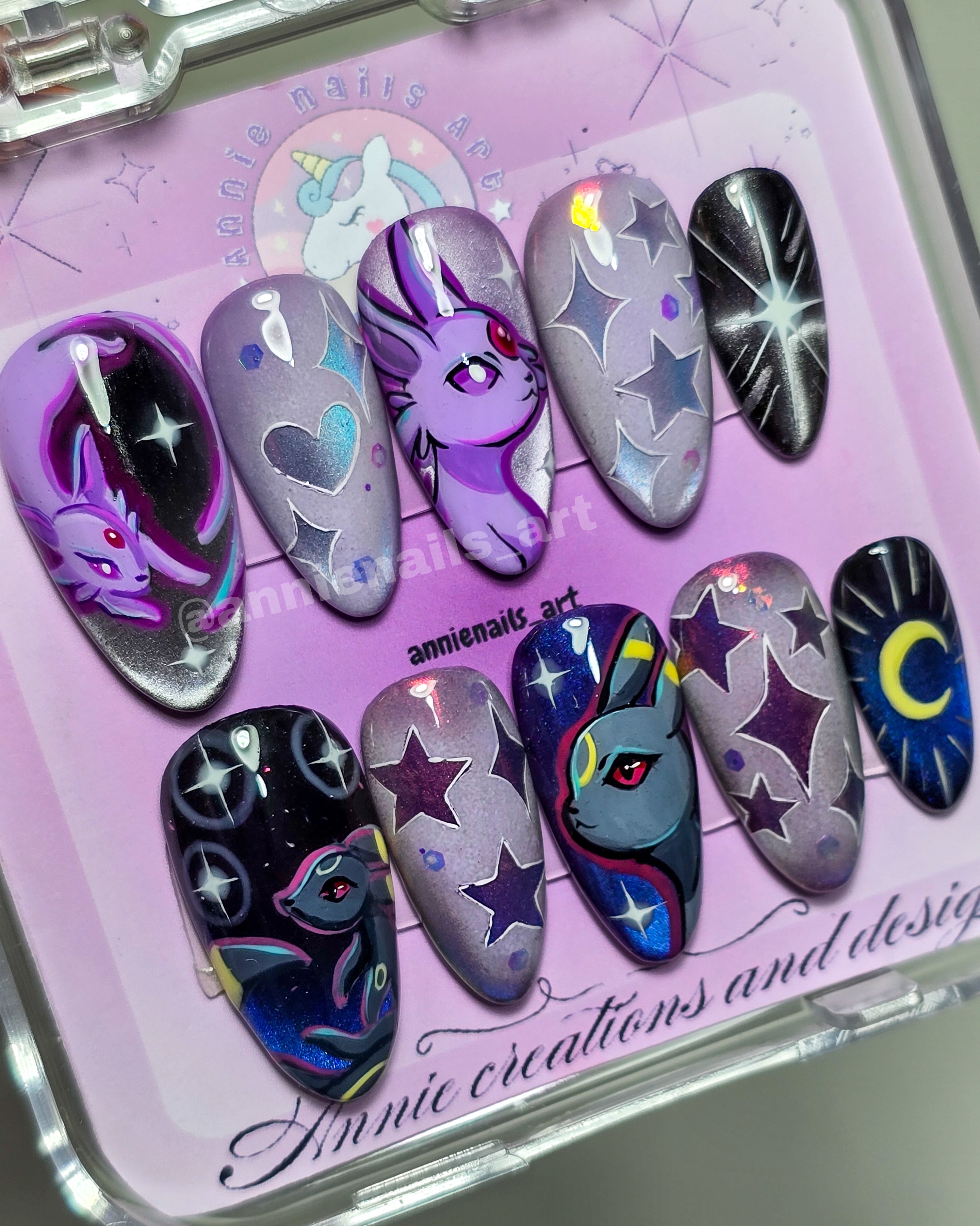 Uñas Pokemon Espeon y Umbreon