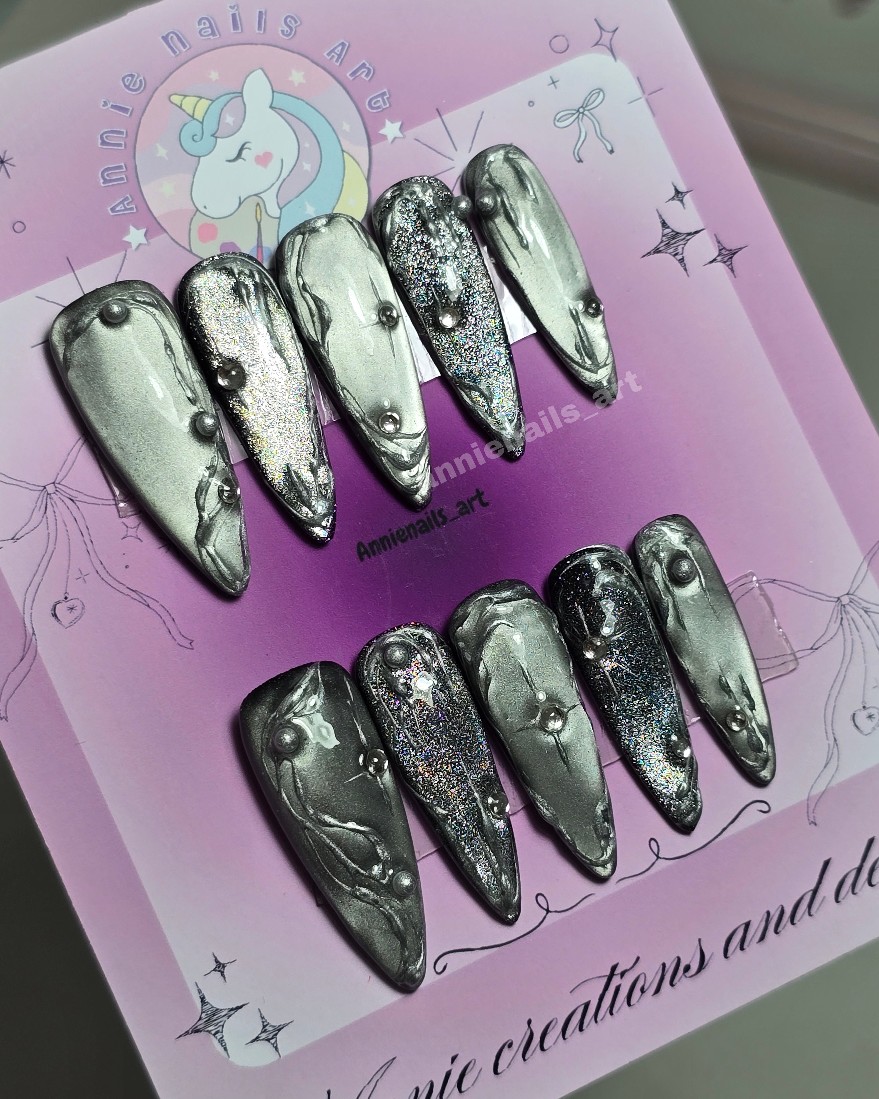 Uñas Plateadas cromadas