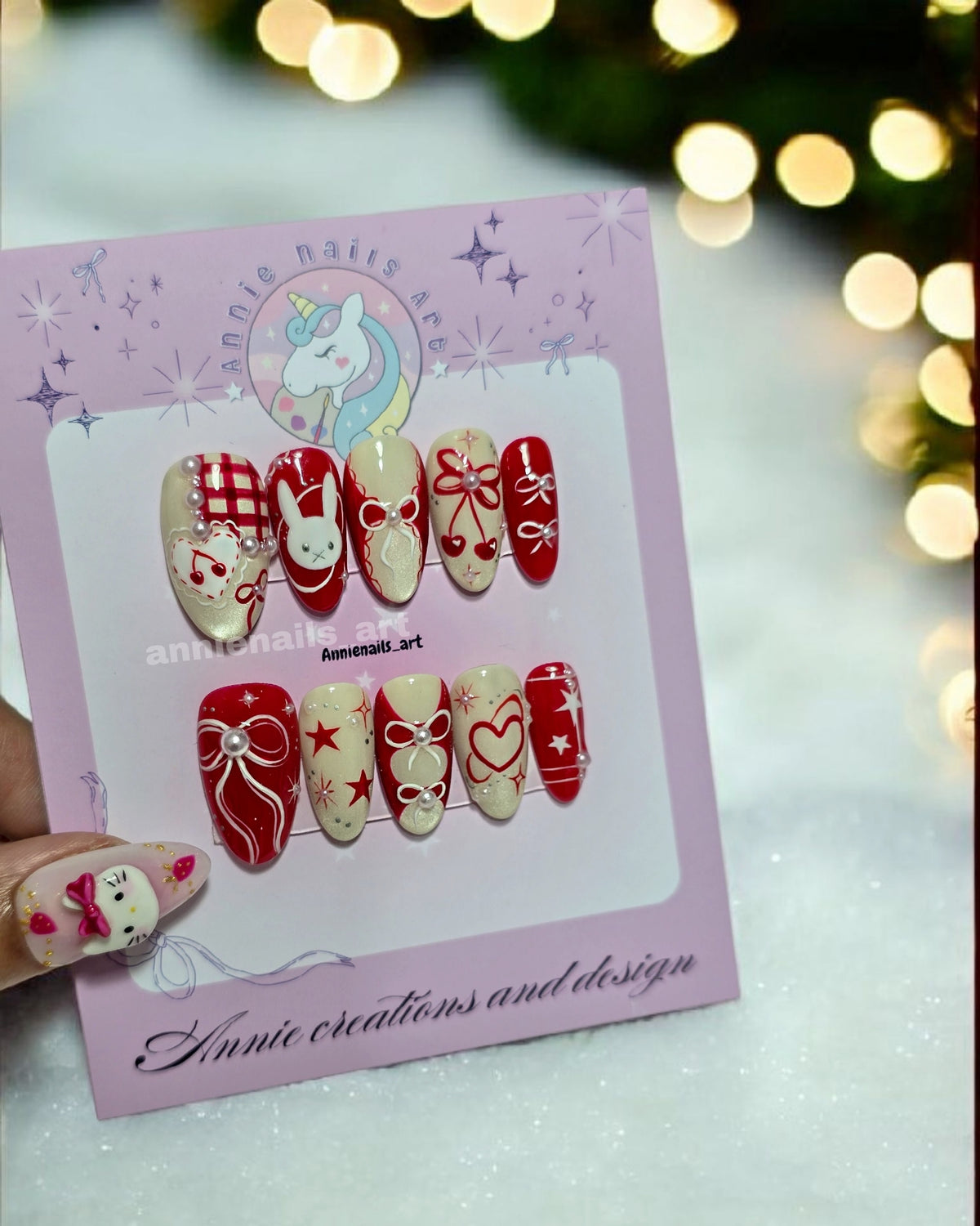 Uñas Rojas Con Conejito