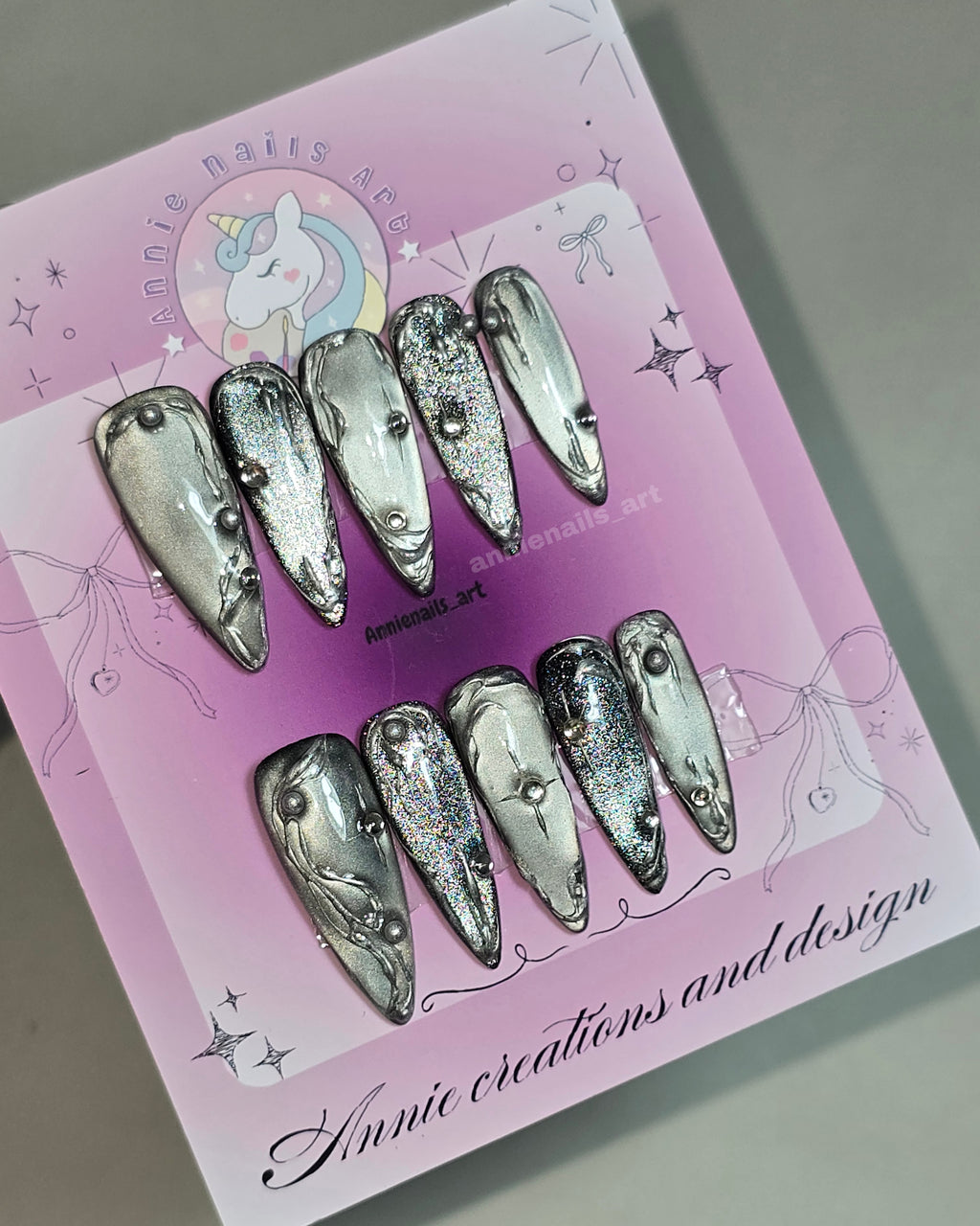 Uñas Plateadas cromadas