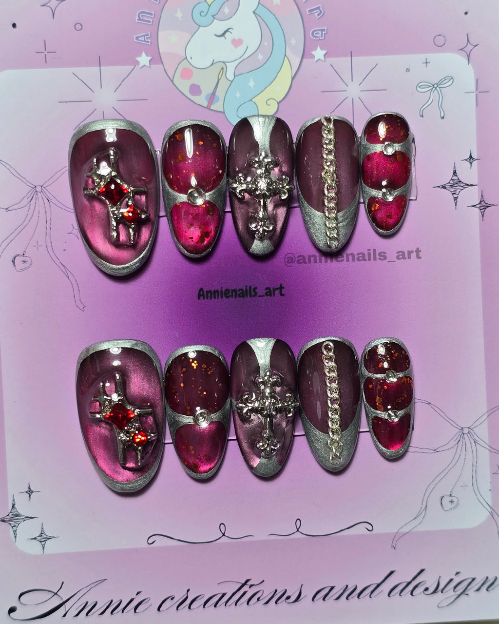 Uñas Rojas y Plateadas