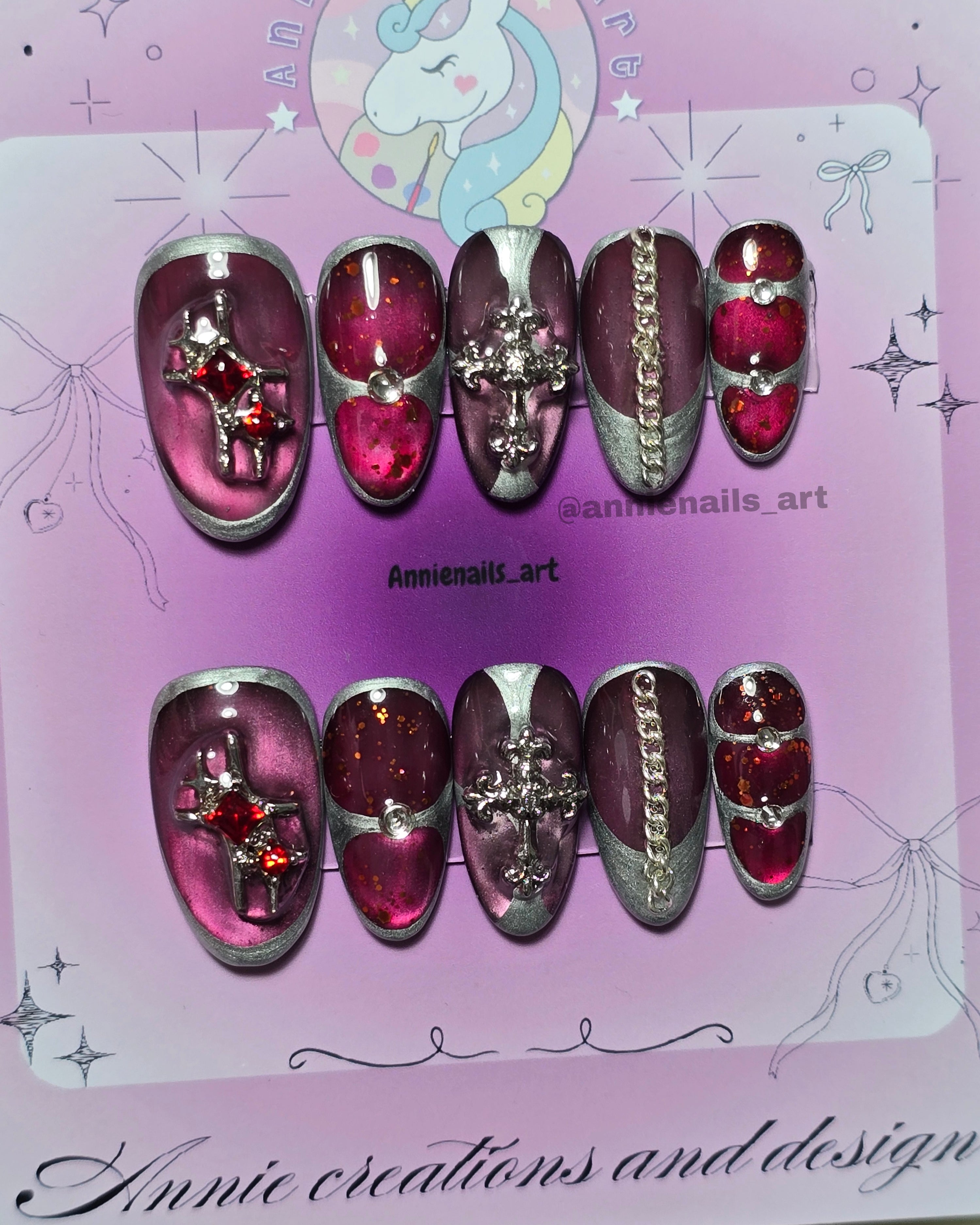 Uñas Rojas y Plateadas